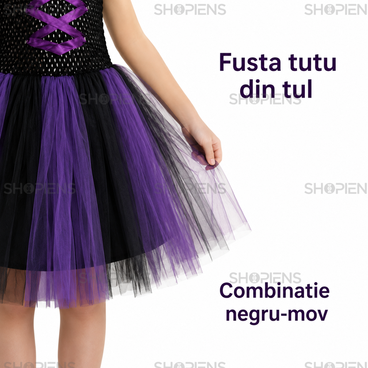 Halloween Pentru Fete: Costum Vrajitoare Cu Tutu, 6 Ani - imaginea 6