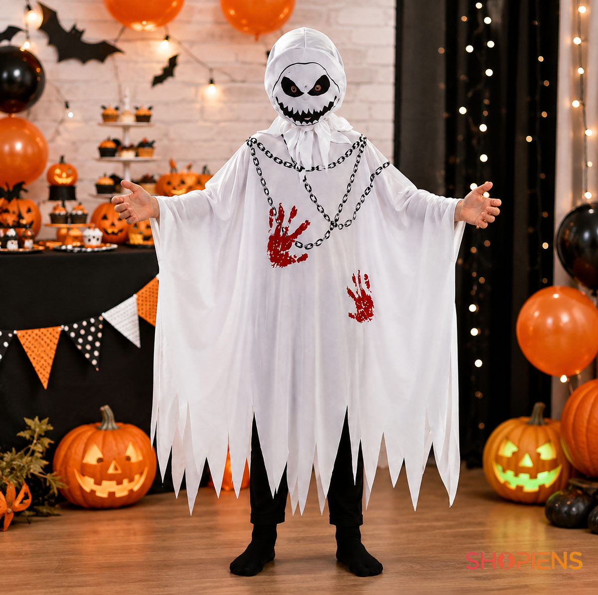 Fantoma Alba Cu Masca, Costum Pentru Baieti 6 Ani - imaginea 1
