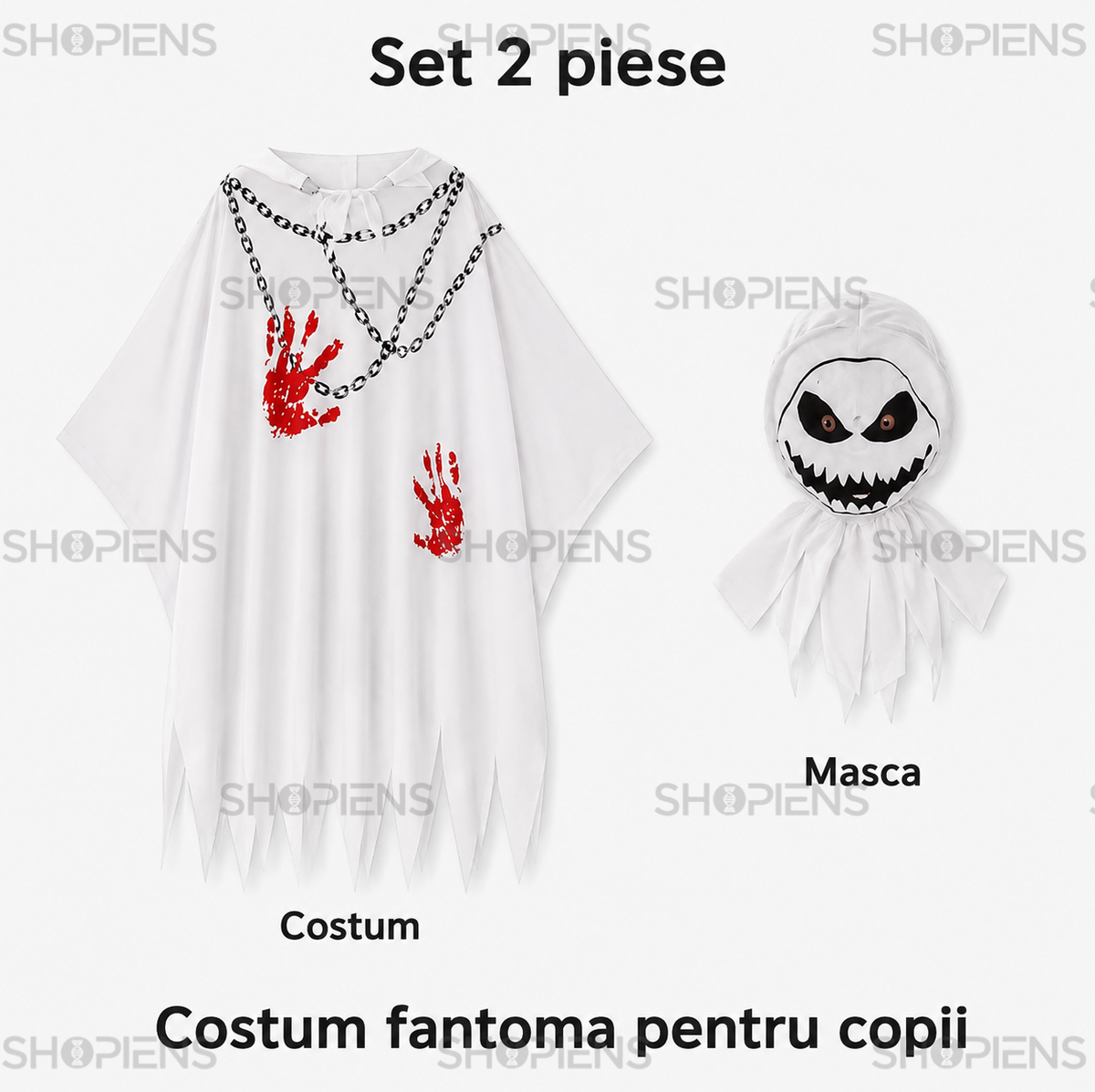 Fantoma Alba Cu Masca, Costum Pentru Baieti 6 Ani - imaginea 4