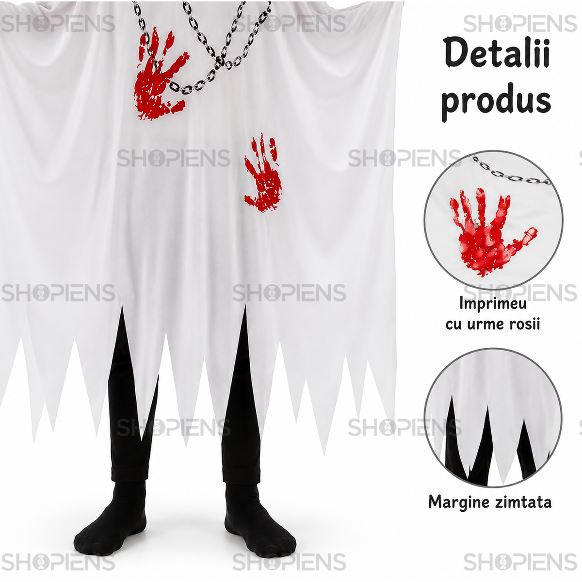 Fantoma Alba Cu Masca, Costum Pentru Baieti 6 Ani - imaginea 6