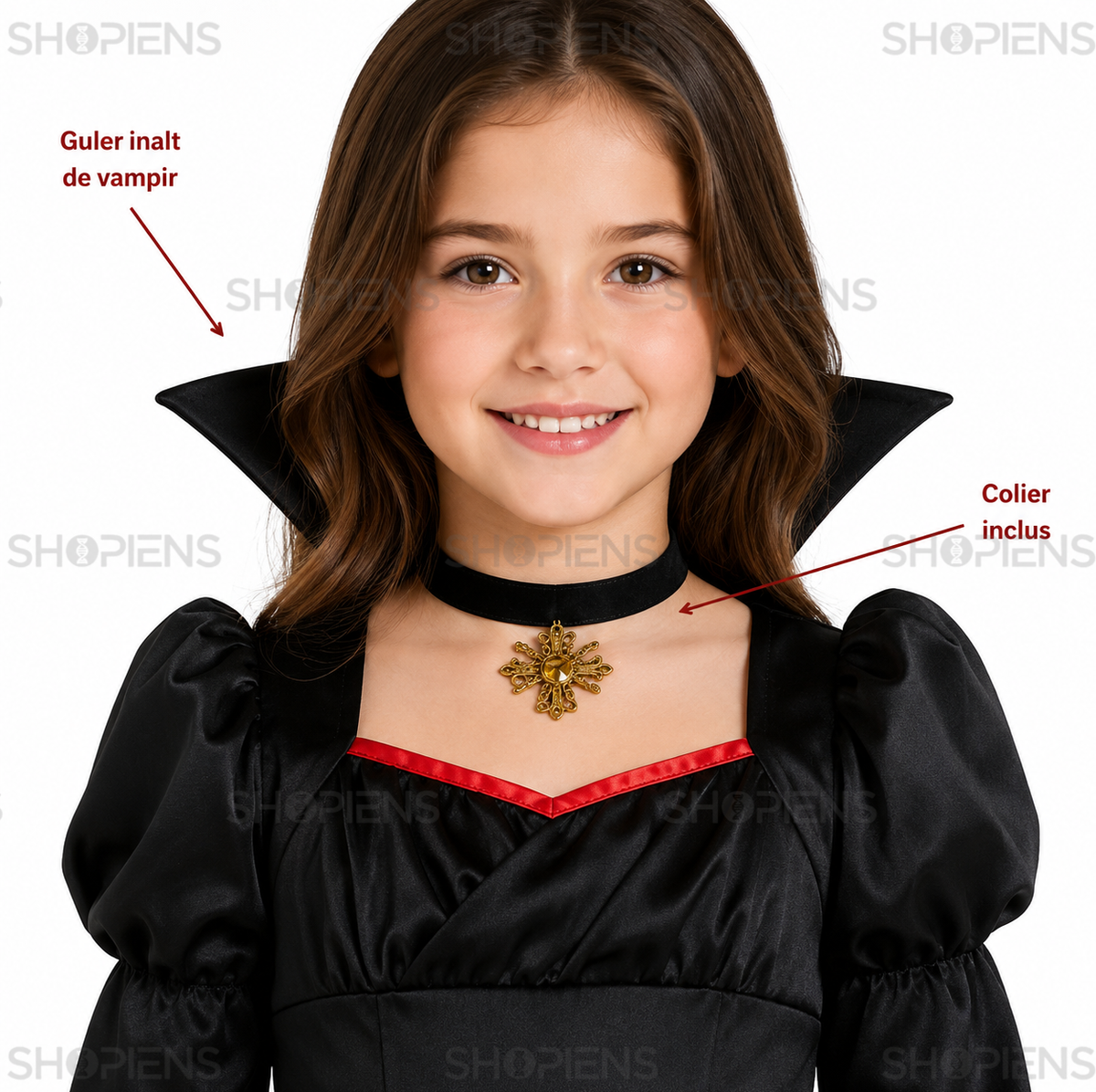 Rochie Vampir Pentru Fete, Negru-Rosu 12 Ani - imaginea 5