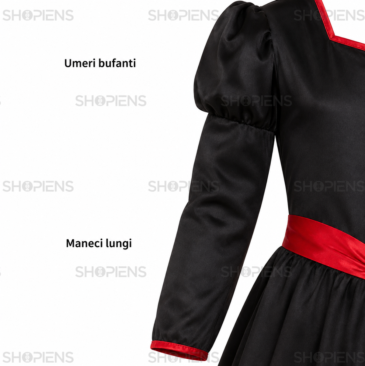 Rochie Vampir Pentru Fete, Negru-Rosu 12 Ani - imaginea 6