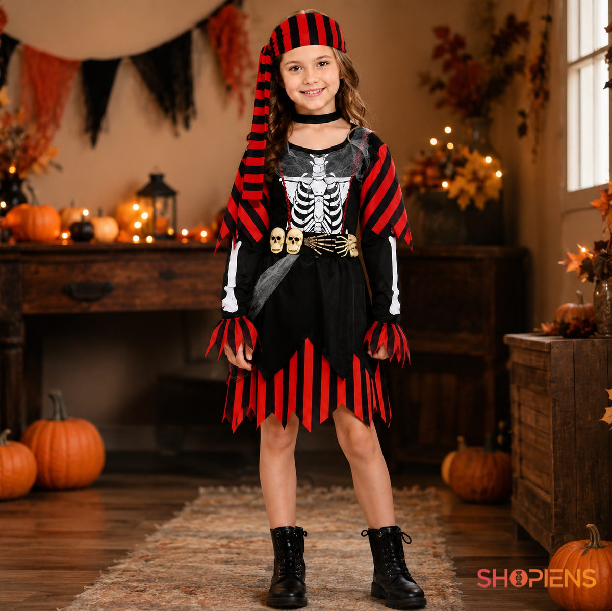Pirat Schelet: Costum Pentru Fete Cu Rochie, 14 Ani - imaginea 1