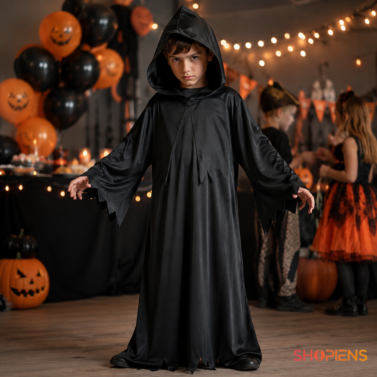 Costum De Baieti Cu Gluga Neagra, Grim Reaper 10 Ani - imaginea 1