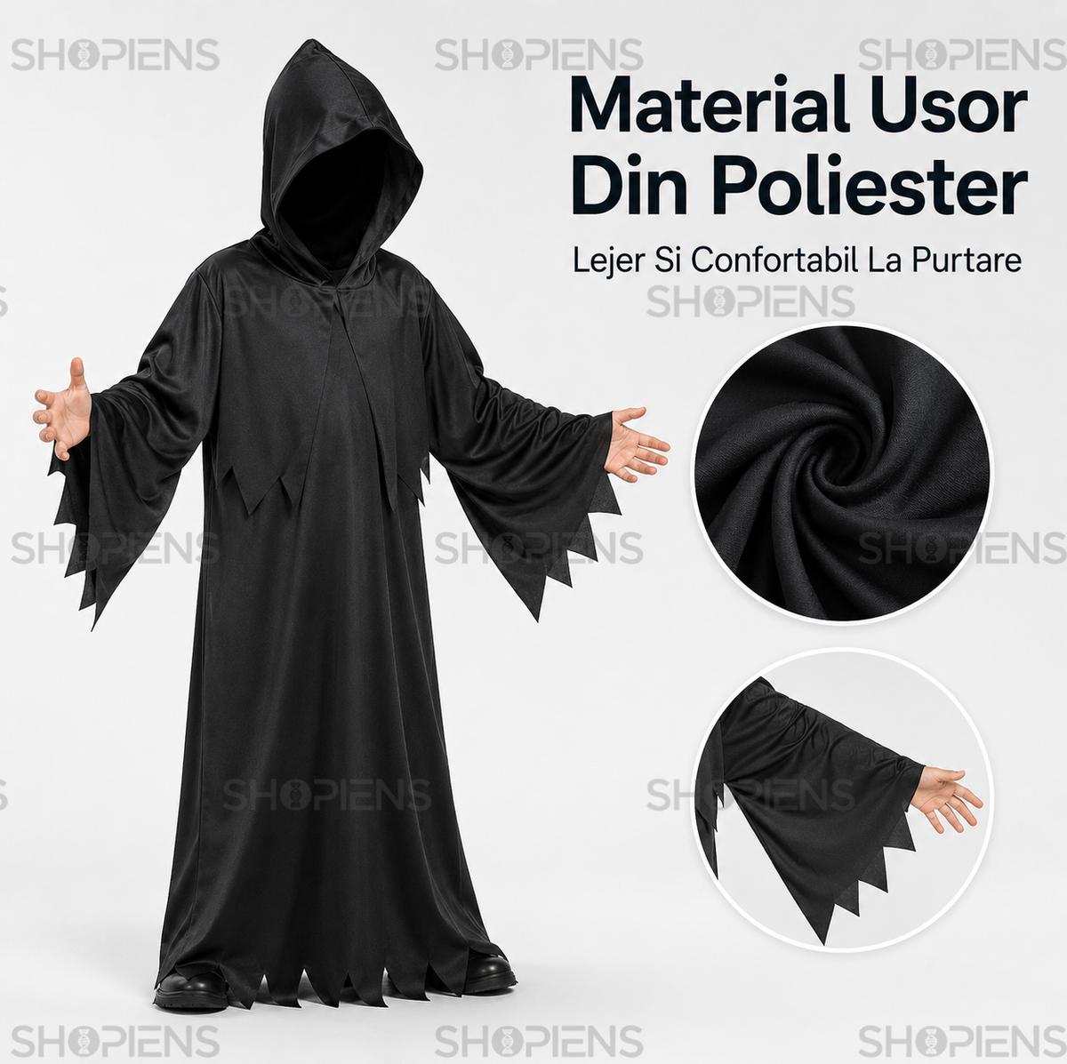 Costum De Baieti Cu Gluga Neagra, Grim Reaper 10 Ani - imaginea 6