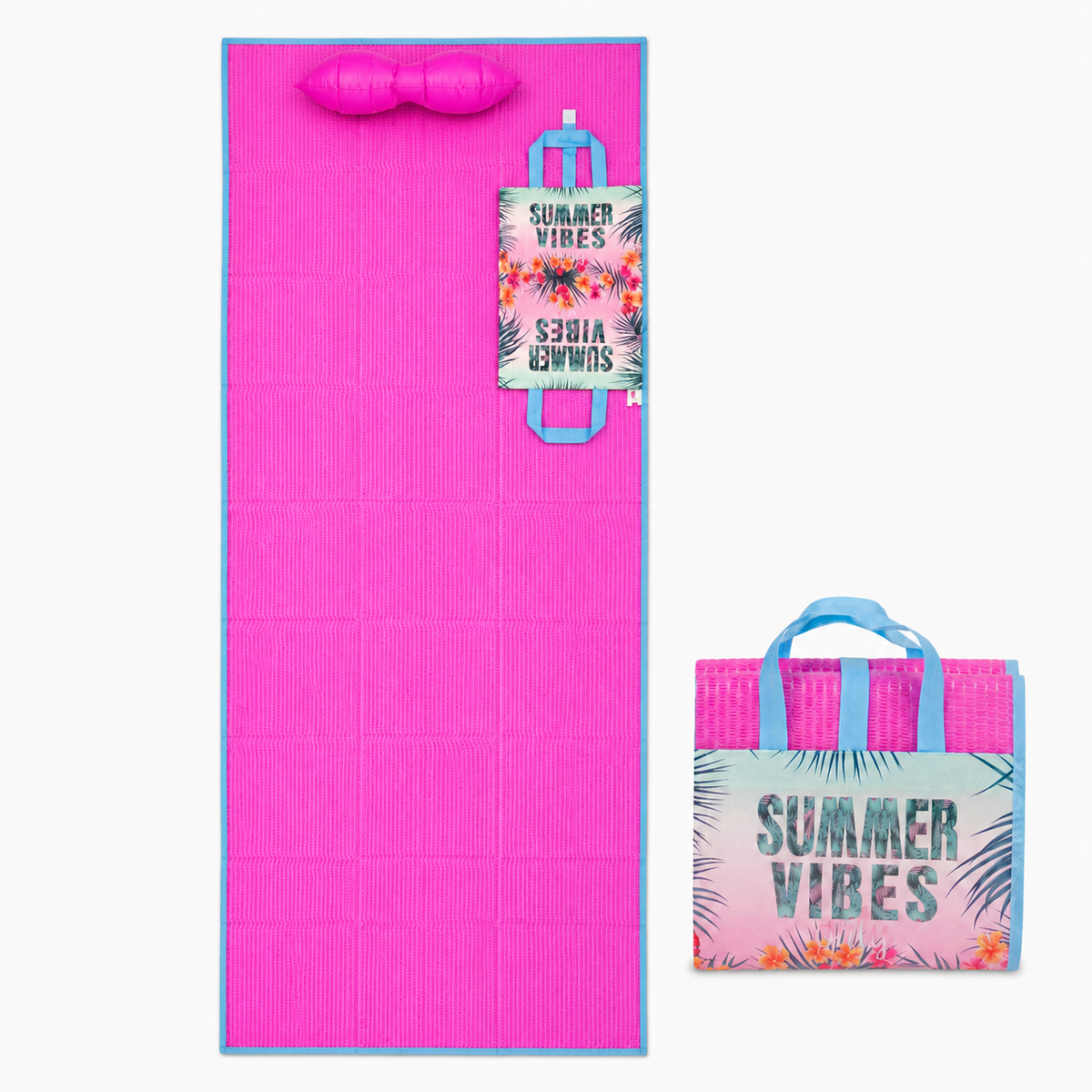 Rogojina Plaja Pliabila Roz Summer Vibes Cu Perna 180x86cm