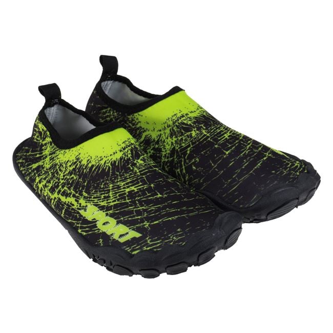 Papuci Baieti De Apa Negri Cu Imprimeu Verde Lime Sport