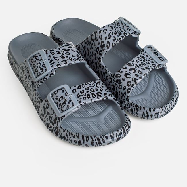 Papuci Dama Animal Print Cu Catarame Duble