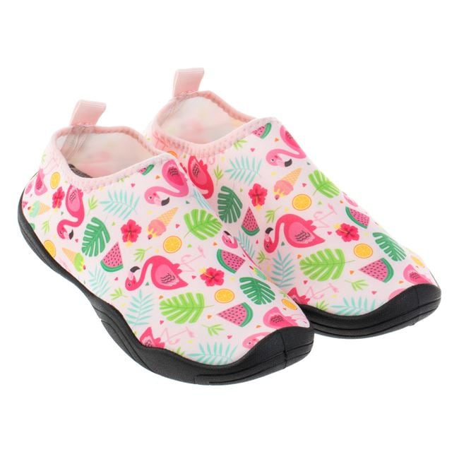 Papuci Fete De Apa Roz Cu Flamingo Tropical