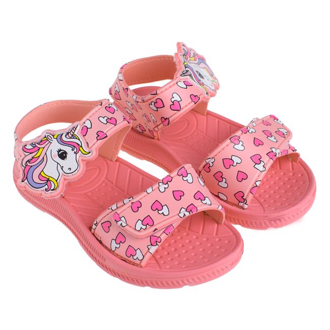 Sandale Fete Roz Cu Inimi Si Unicorn