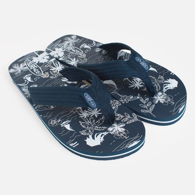 Slapi Barbati Bleumarin Cu Imprimeu Tropical Surf