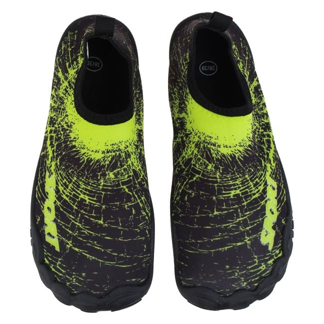 Papuci Baieti De Apa Negri Cu Imprimeu Verde Lime Sport