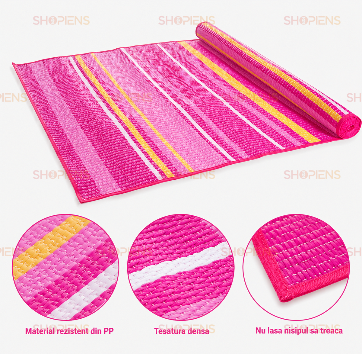 Rogojina Plaja Rulabila Roz Fucsia Cu Dungi 180x72cm
