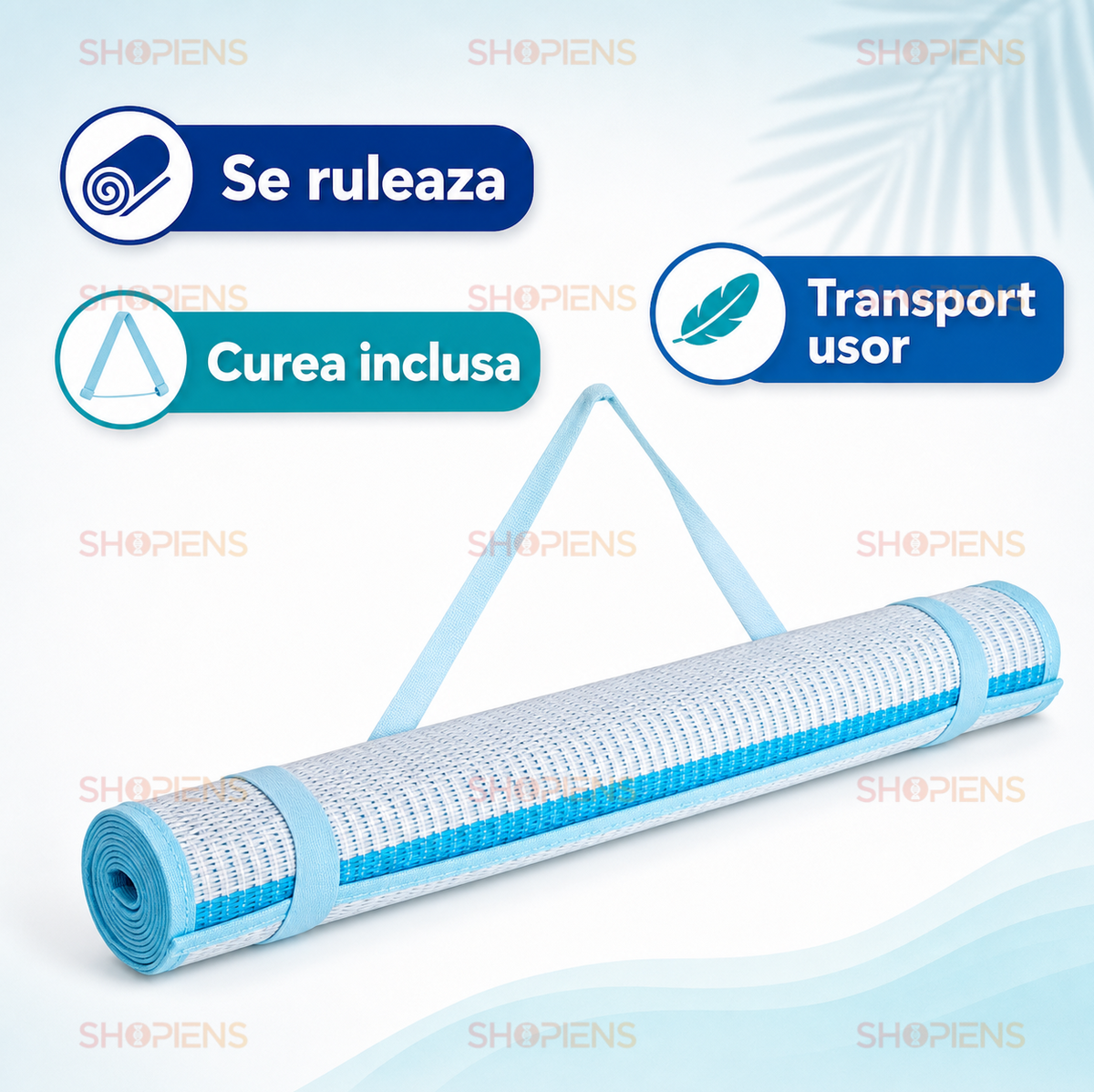 Rogojina Plaja Bleu Cu Dungi Albe 180x60cm