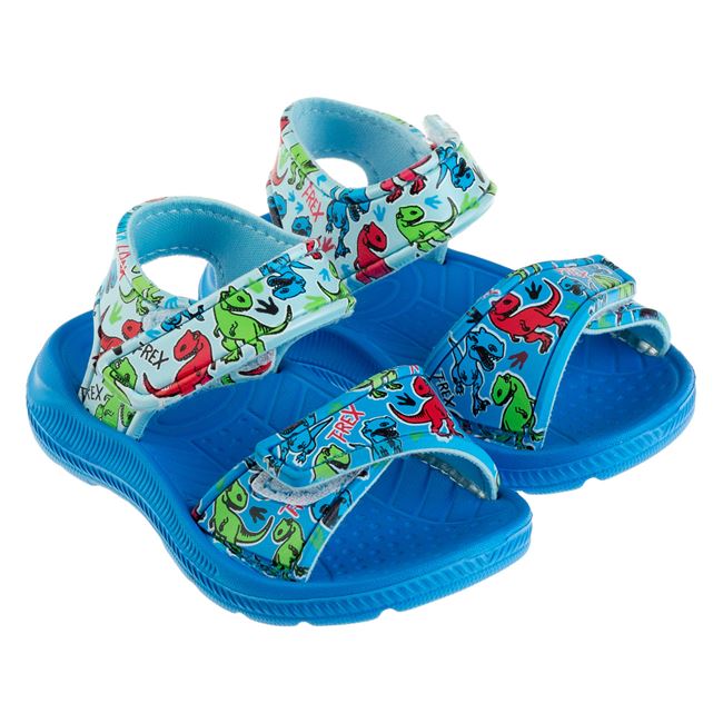 Sandale Baieti Bleu Cu Dinozauri Si Banda Scai
