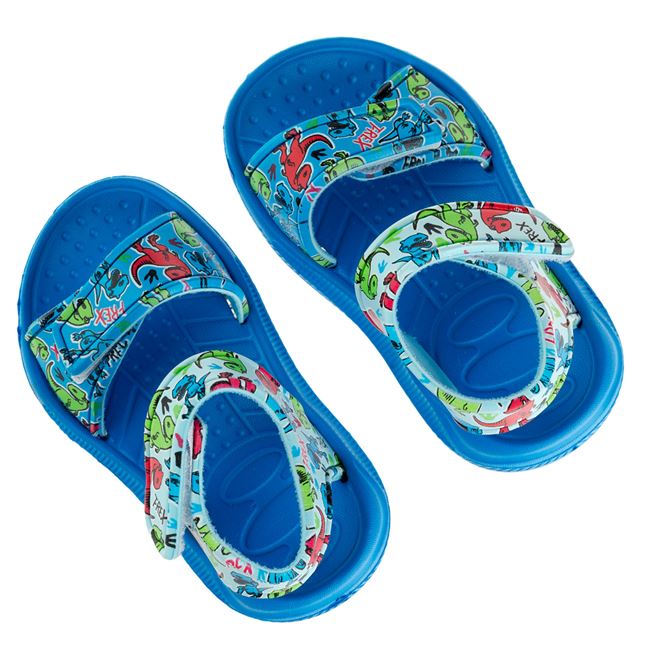 Sandale Baieti Bleu Cu Dinozauri Si Banda Scai