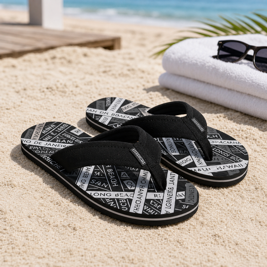 Slapi Barbati Negri Cu Print City Beach