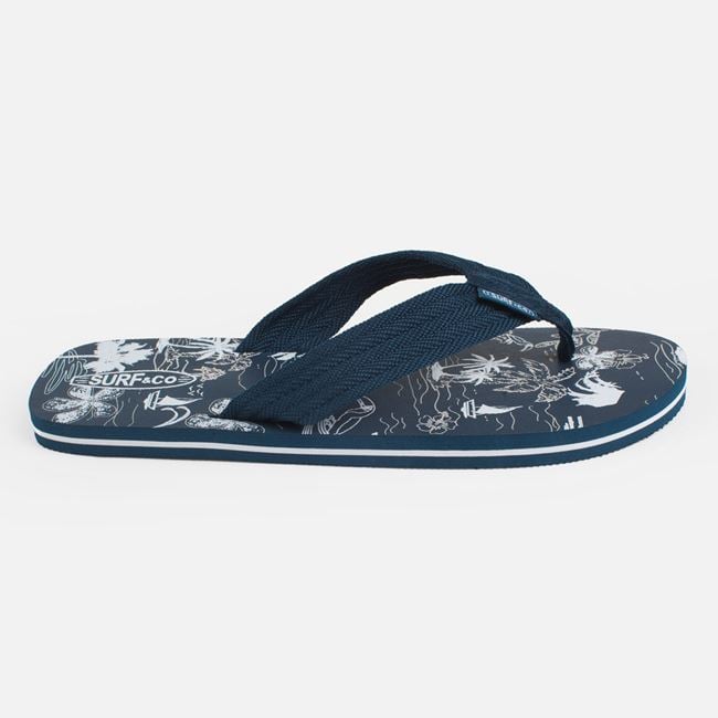 Slapi Barbati Bleumarin Cu Imprimeu Tropical Surf