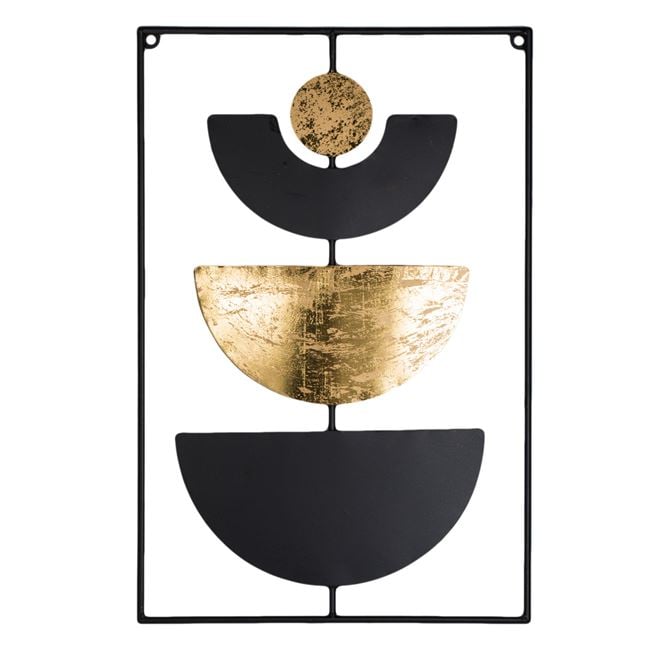 Decorațiune metalică de perete cu semicercuri negru și auriu, 40x60 cm Shopiens – pe fundal alb