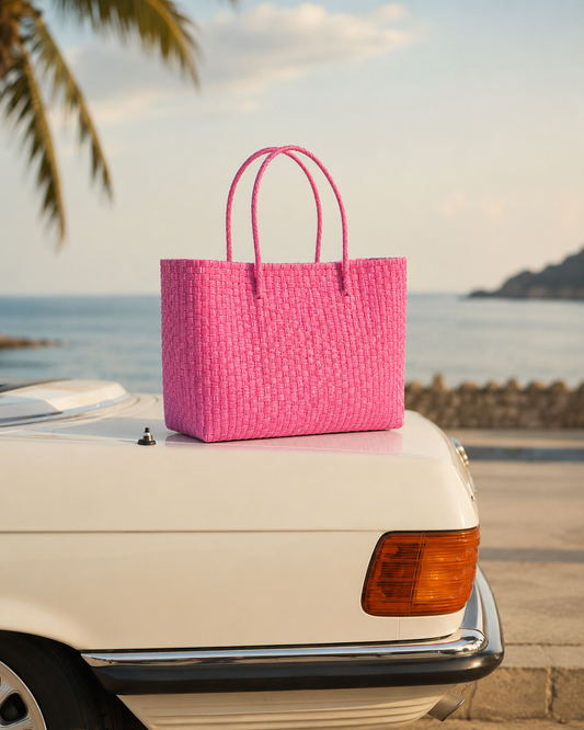 Geanta Tote Fucsia Impletita