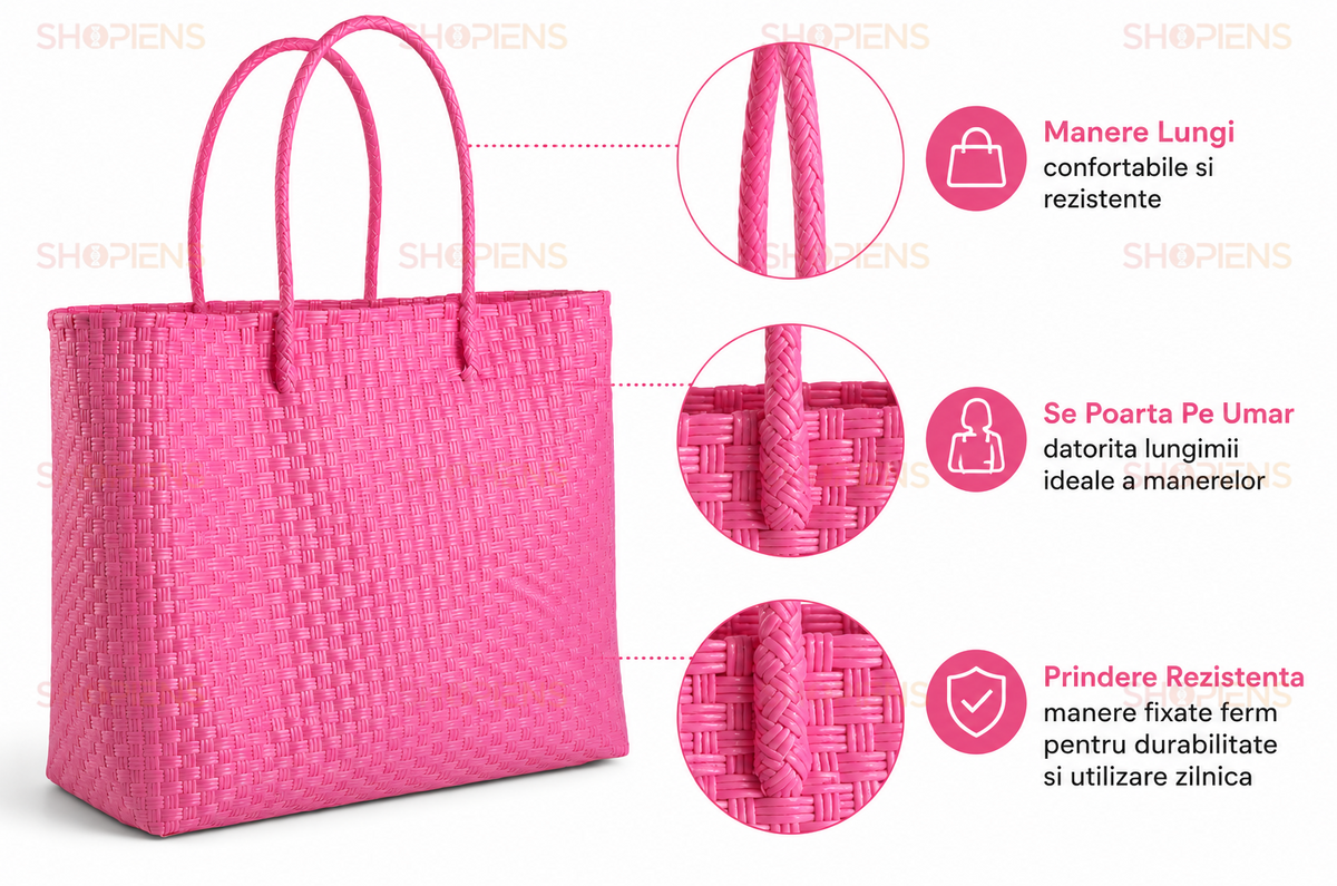 Geanta Tote Fucsia Impletita
