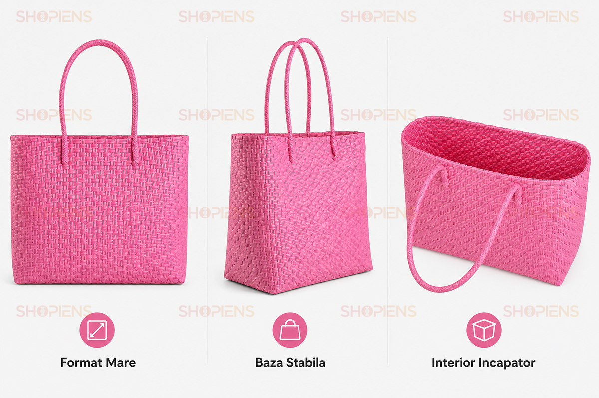 Geanta Tote Fucsia Impletita