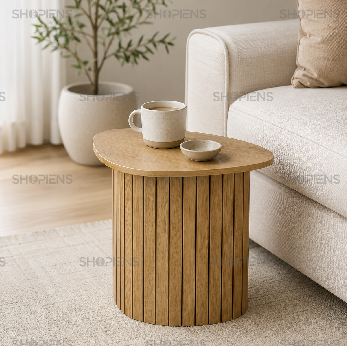 Masuta auxiliara cu blat triunghiular, stejar, 55cm x 38.5cm x 41cm