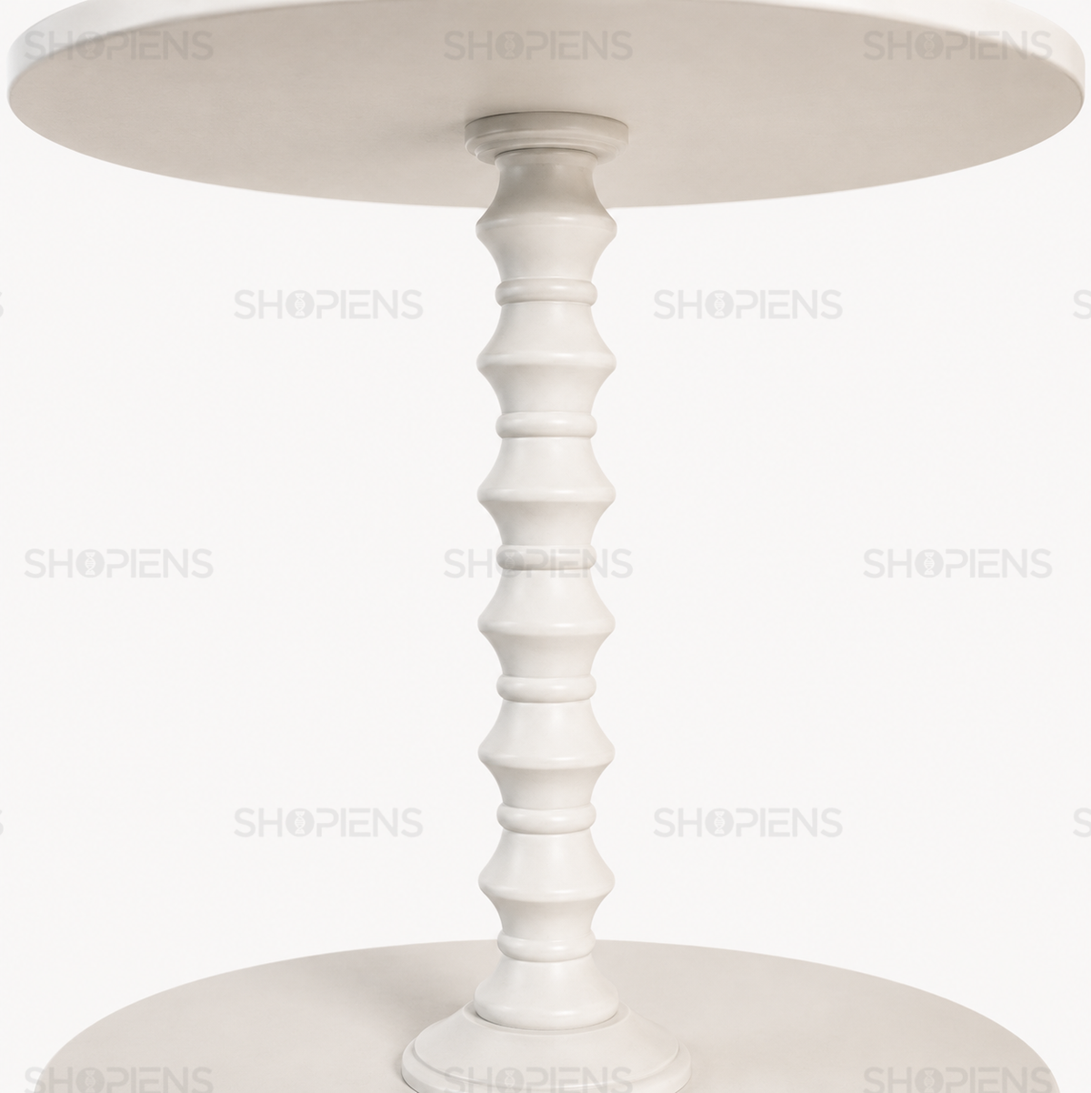 Masuta auxiliara rotunda cu picior central, off white, diametru 35cm, inaltime 50cm