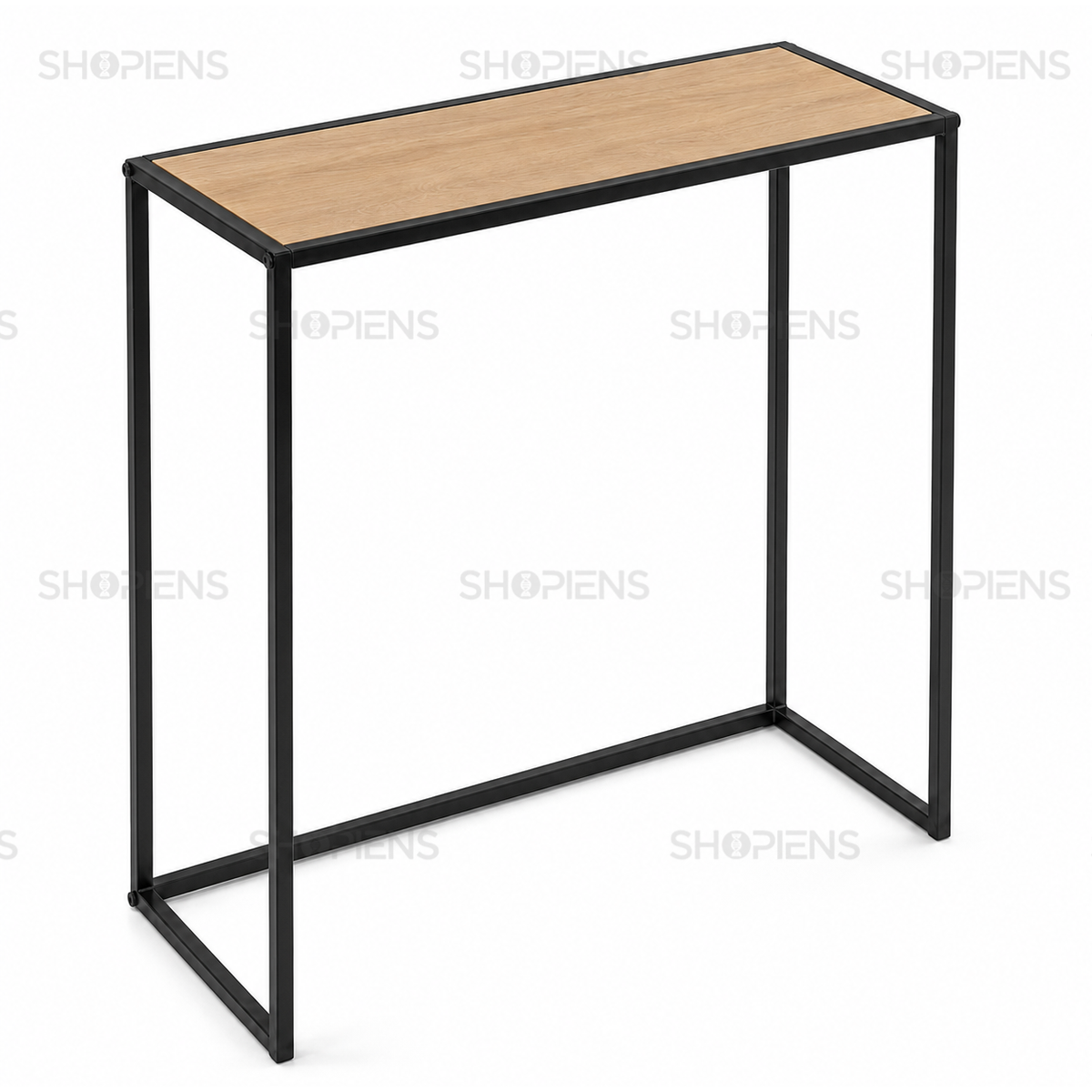 Masuta ingusta pentru canapea, lemn maro si negru, 56cm x 26cm x 66cm