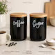 Set 2 borcane cafea si zahar din ceramica neagra, 800 ml, Shopiens