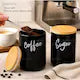 Set 2 borcane cafea si zahar din ceramica neagra, 800 ml, Shopiens