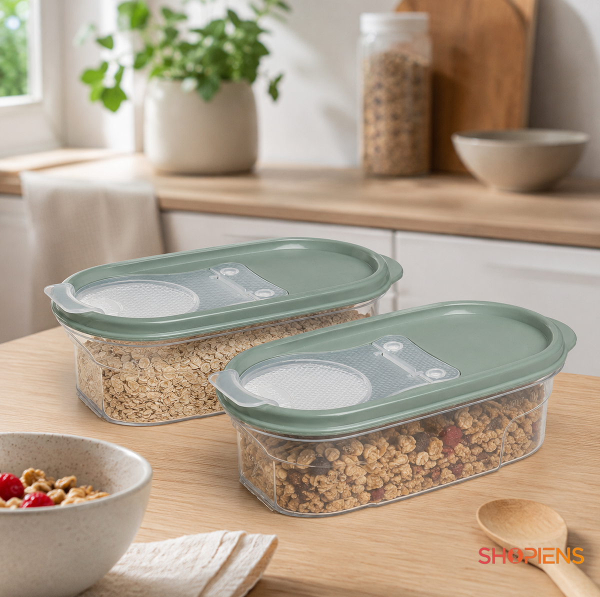 Set 2 recipiente depozitare alimente, pentru camara, 0.6l, plastic