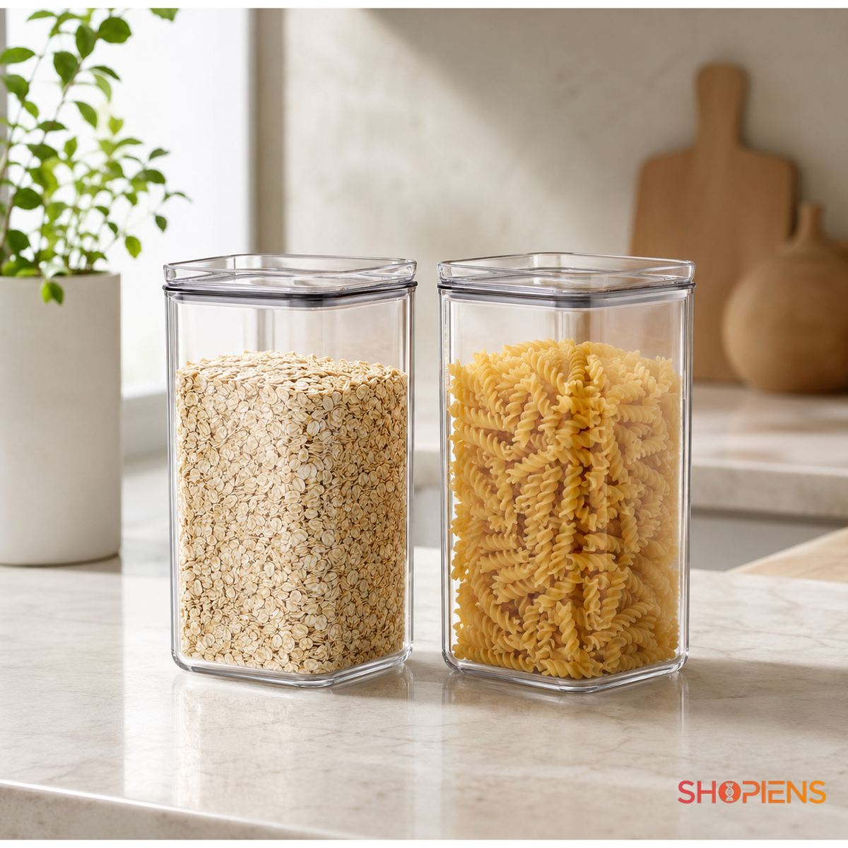 Set 2 recipiente depozitare alimente, pentru camara, 1.5l, plastic
