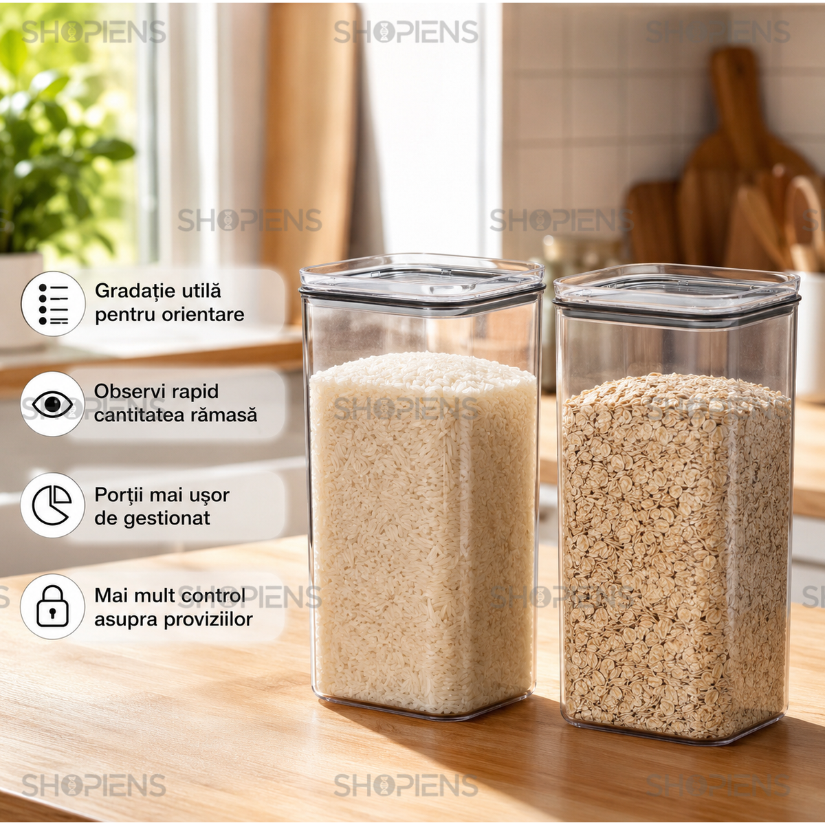 Set 2 recipiente depozitare alimente, pentru camara, 1.5l, plastic