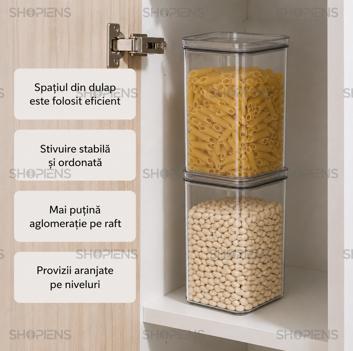 Set 2 recipiente depozitare alimente, pentru camara, 1.5l, plastic