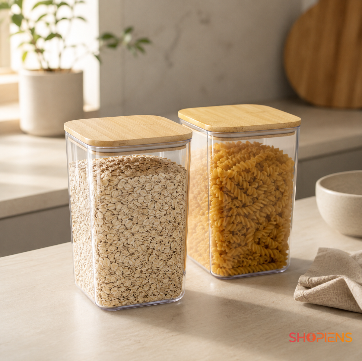Set 2 recipiente depozitare alimente, pentru camara, 1.5l, plastic