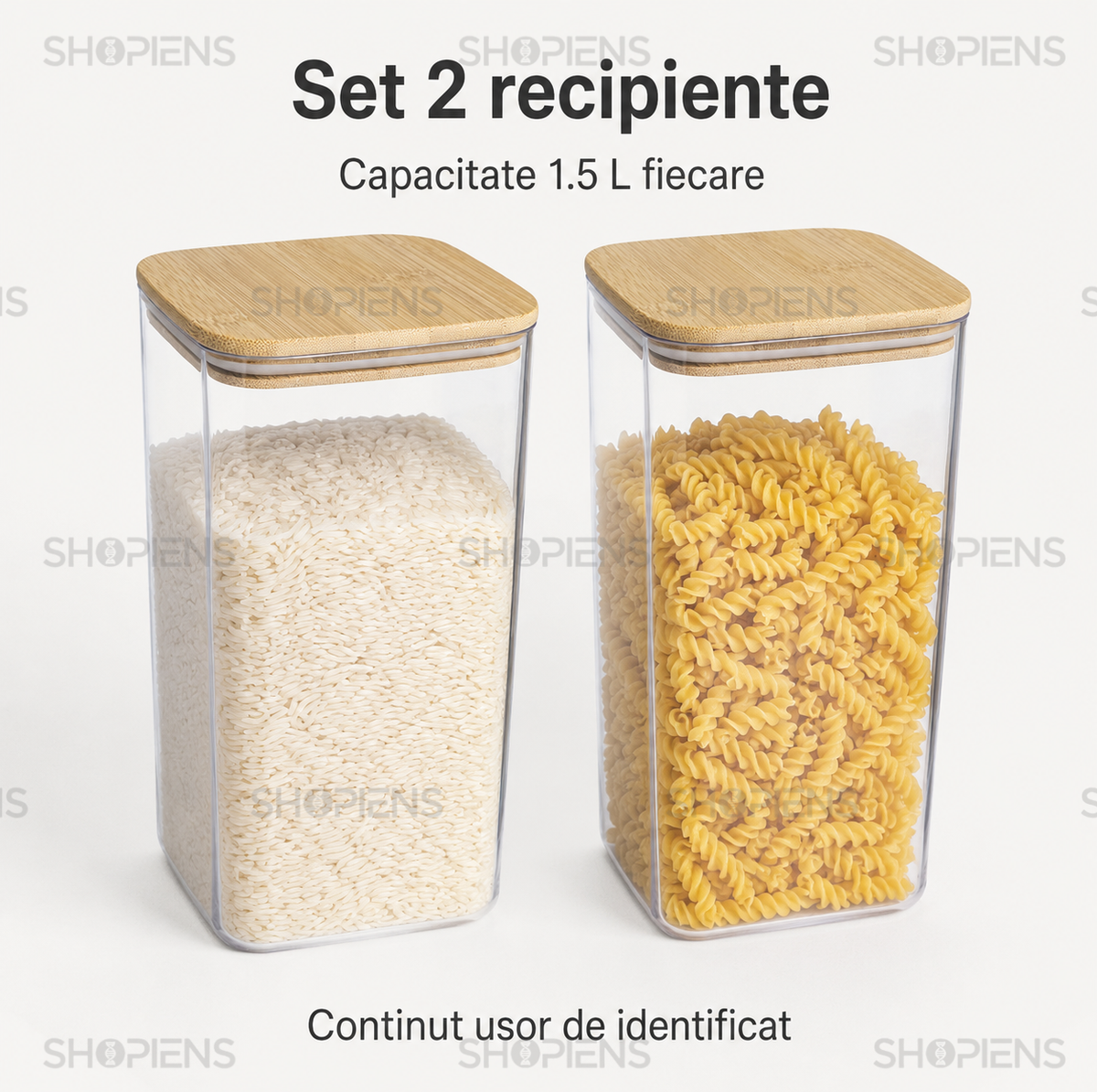 Set 2 recipiente depozitare alimente, pentru camara, 1.5l, plastic