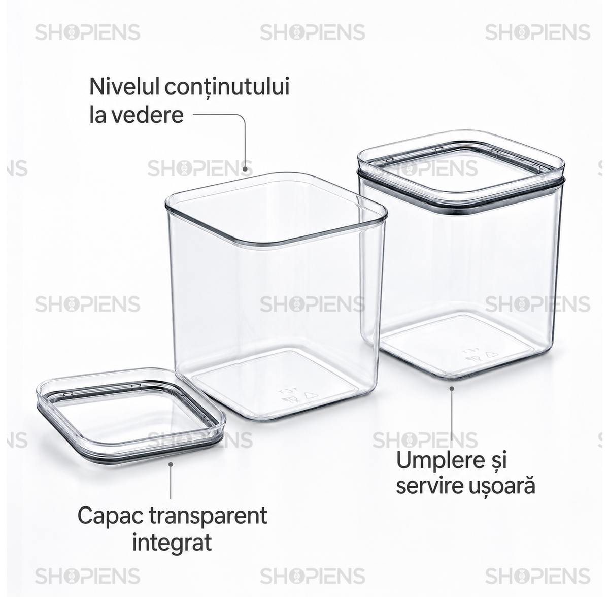 Set 2 recipiente depozitare alimente, pentru camara, 1l, plastic