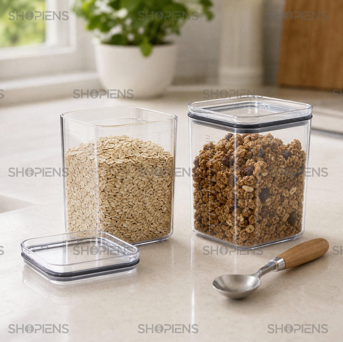 Set 2 recipiente depozitare alimente, pentru camara, 1l, plastic