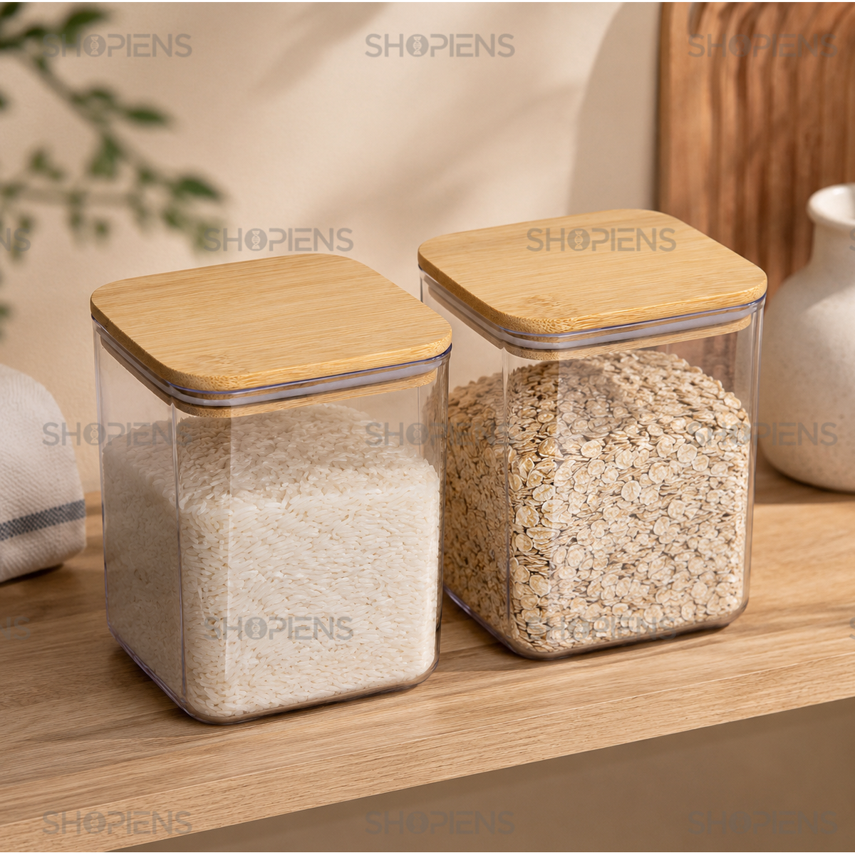 Set 2 recipiente depozitare alimente, pentru camara, 1l, plastic