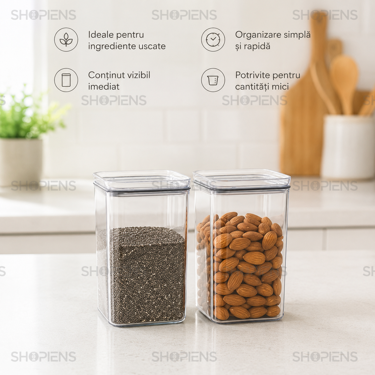 Set 2 recipiente depozitare alimente, pentru camara, 250ml, plastic