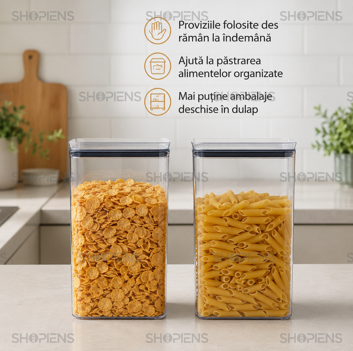 Set 2 recipiente depozitare alimente, pentru camara, 4l, plastic