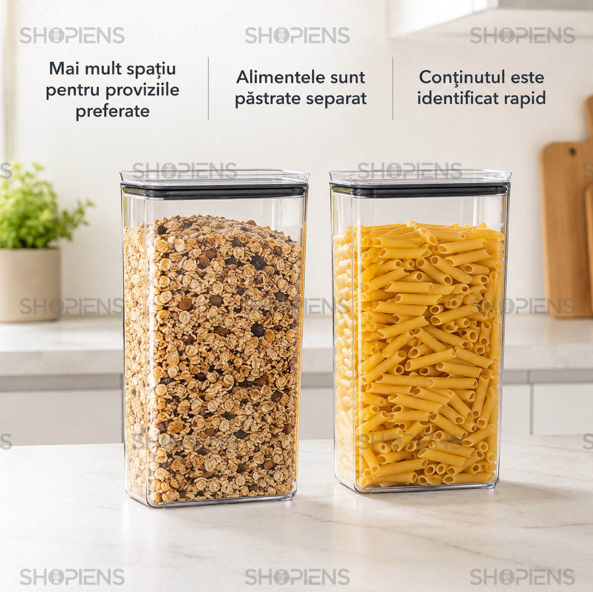 Set 2 recipiente depozitare alimente, pentru camara, 4l, plastic