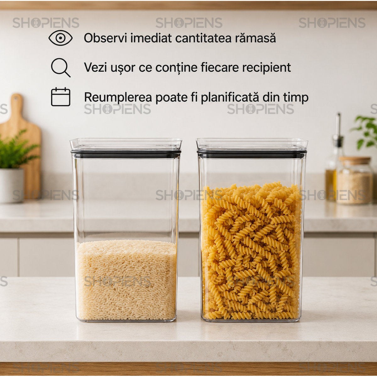 Set 2 recipiente depozitare alimente, pentru camara, 4l, plastic