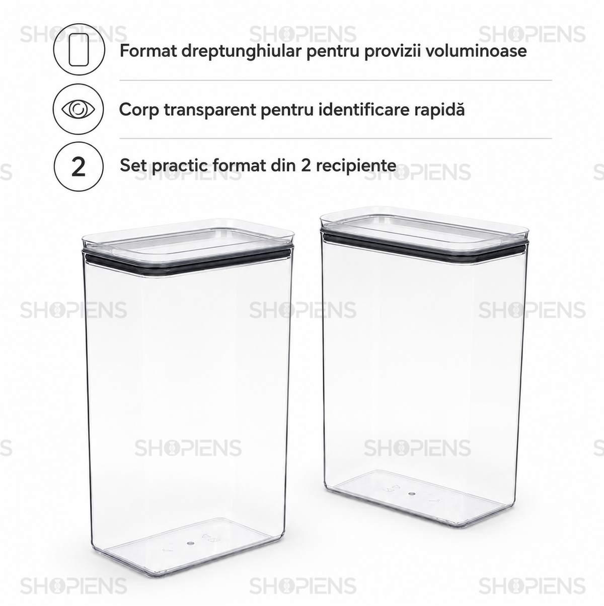 Set 2 recipiente depozitare alimente, pentru camara, 4l, plastic