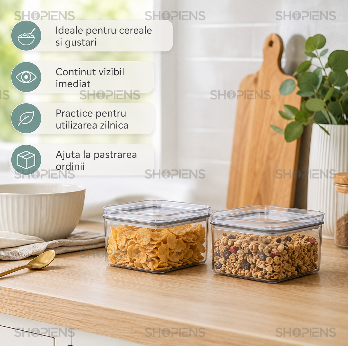 Set 2 recipiente depozitare alimente, pentru camara, 500ml, plastic