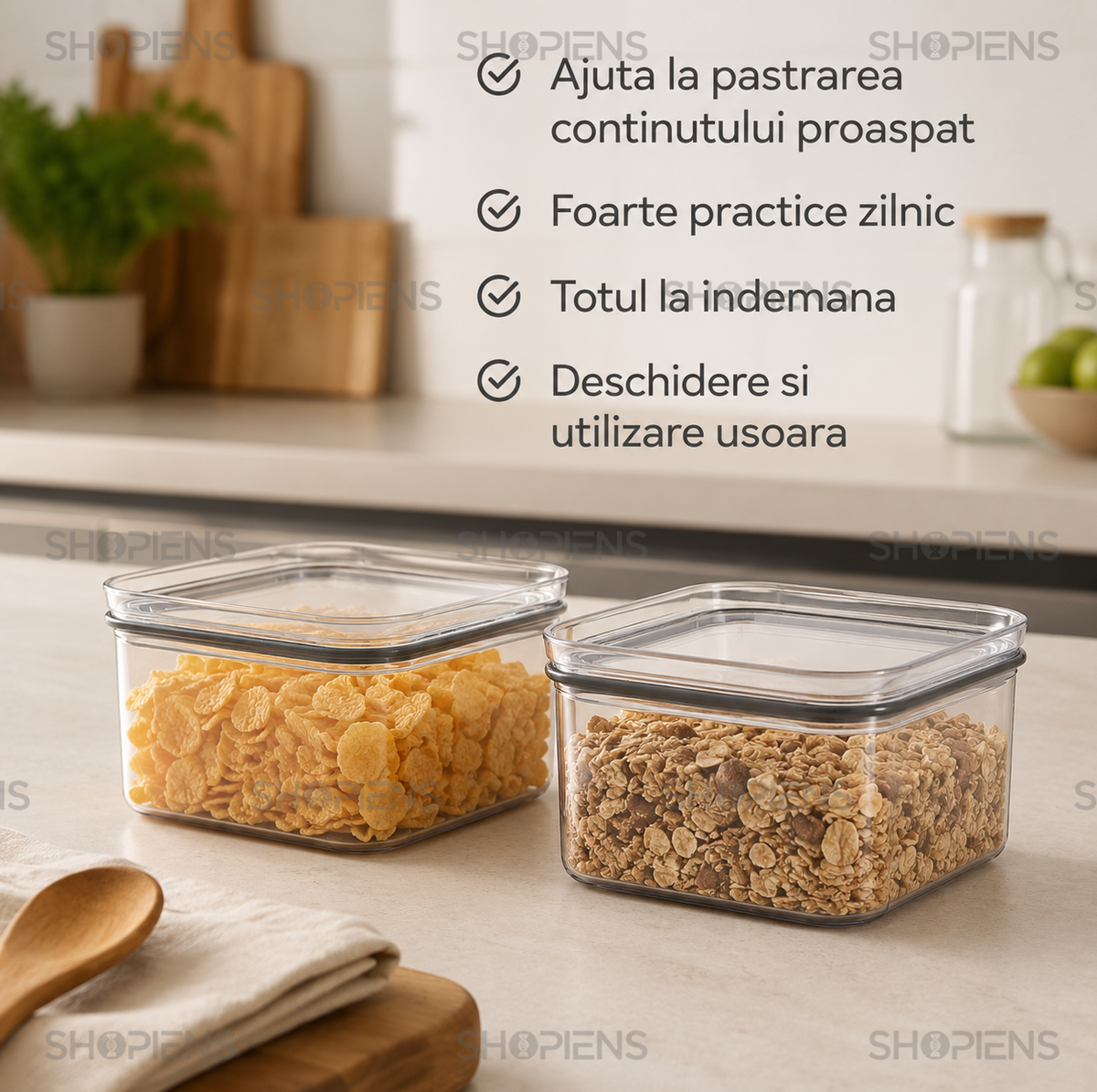 Set 2 recipiente depozitare alimente, pentru camara, 500ml, plastic