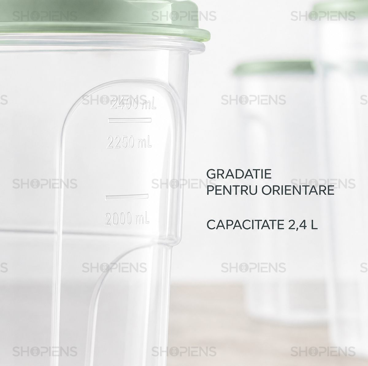 Set 4 recipiente depozitare alimente, inalte pentru alimente uscate, 2.4l, plastic