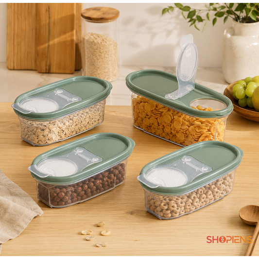 Set 4 recipiente depozitare alimente, pentru camara, 0.6l, plastic