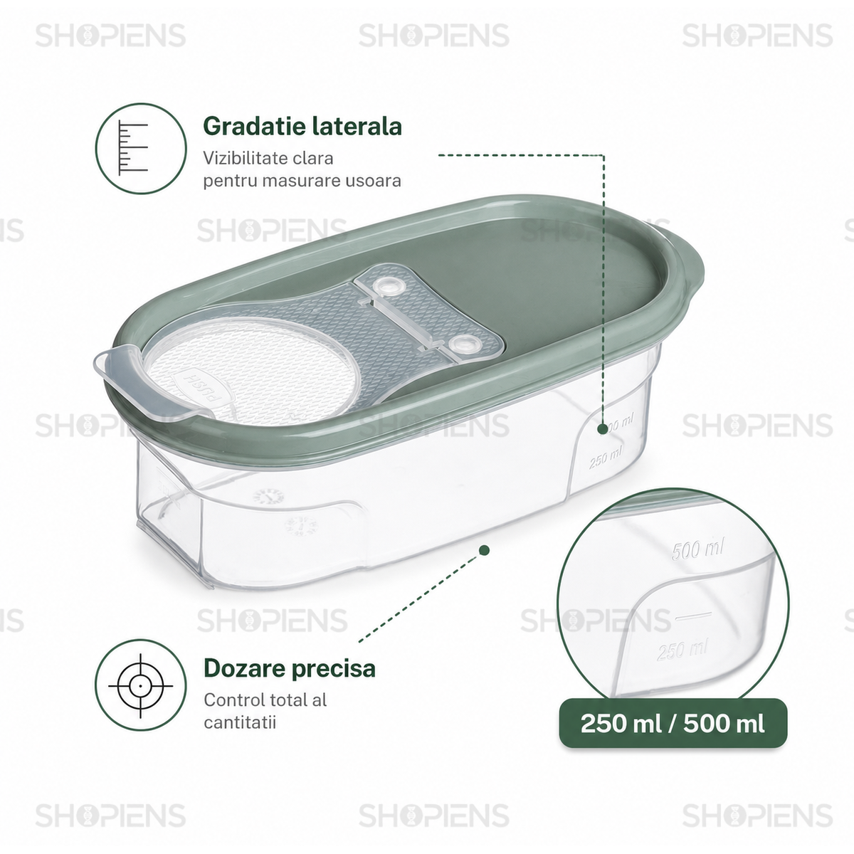 Set 4 recipiente depozitare alimente, pentru camara, 0.6l, plastic